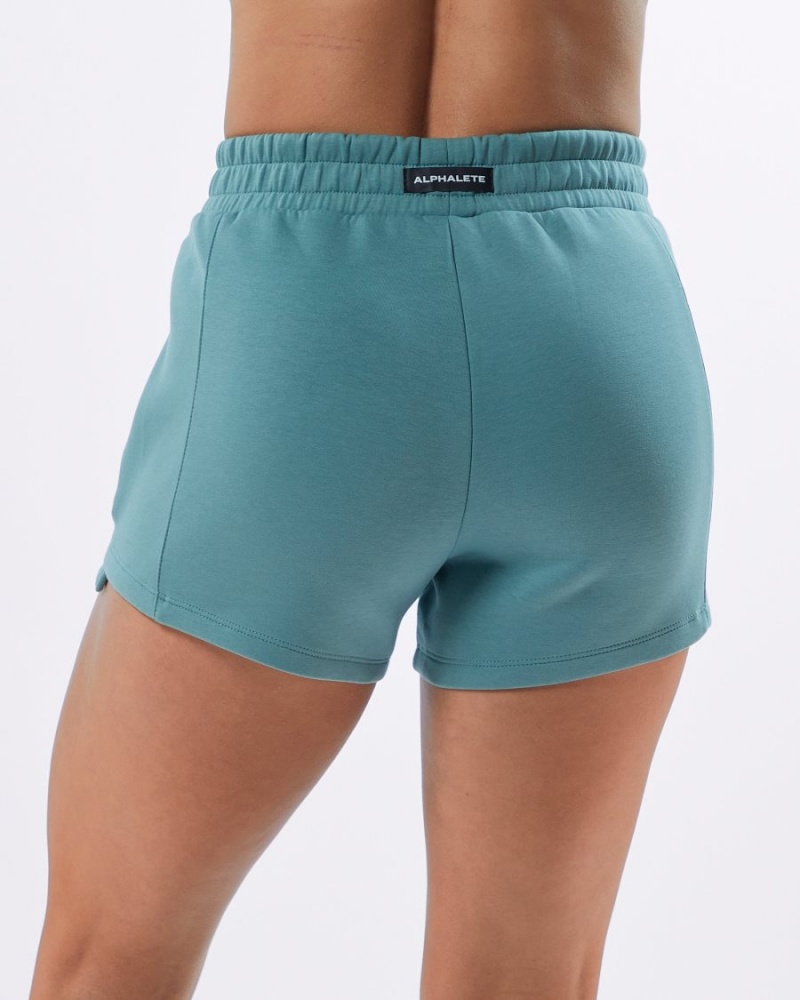 Women's Alphalete ELMTS Athletic Short 3.5" Shorts Teal | 5632-HQWZF