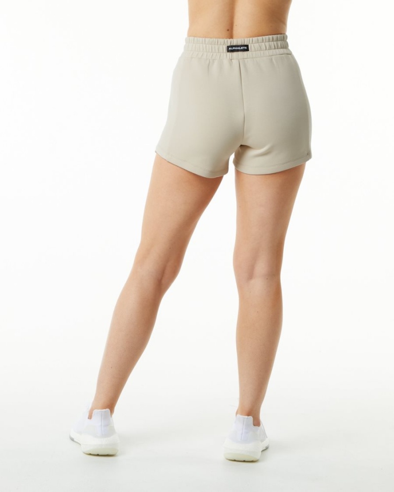 Women's Alphalete ELMTS Athletic Short 3.5" Shorts Vanilla | 9356-ABSMZ