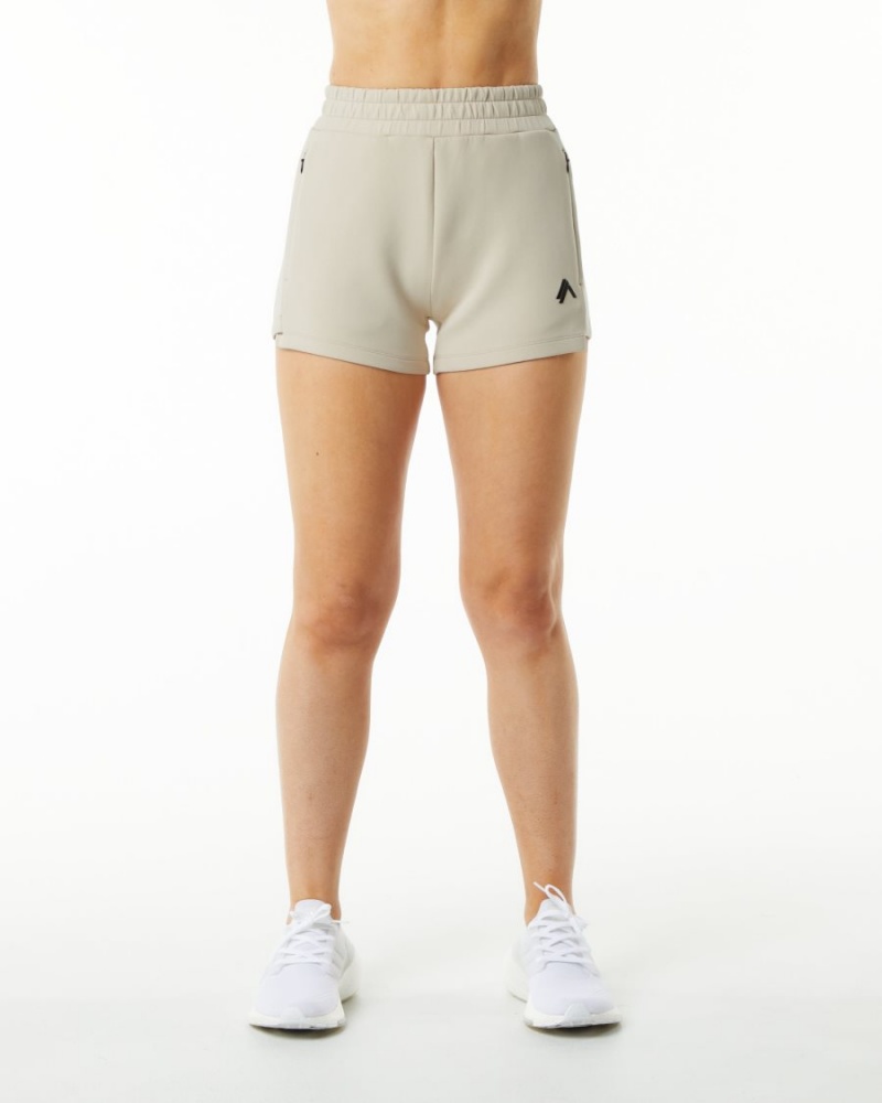 Women's Alphalete ELMTS Athletic Short 3.5" Shorts Vanilla | 9356-ABSMZ