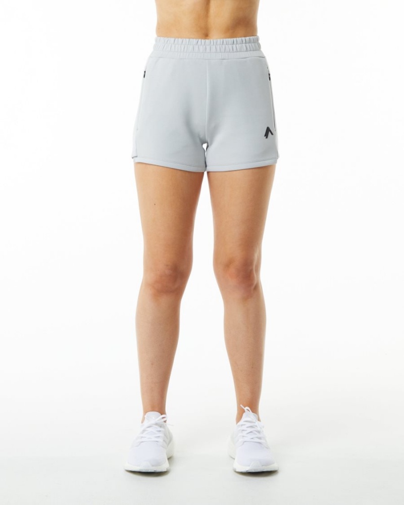 Women's Alphalete ELMTS Athletic Short 3.5" Shorts Oyster Grey | 9302-SWLHO