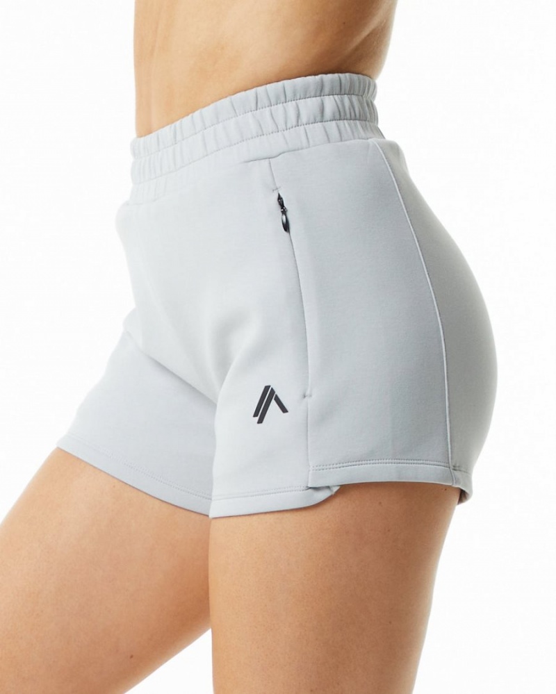 Women\'s Alphalete ELMTS Athletic Short 3.5" Shorts Oyster Grey | 9302-SWLHO