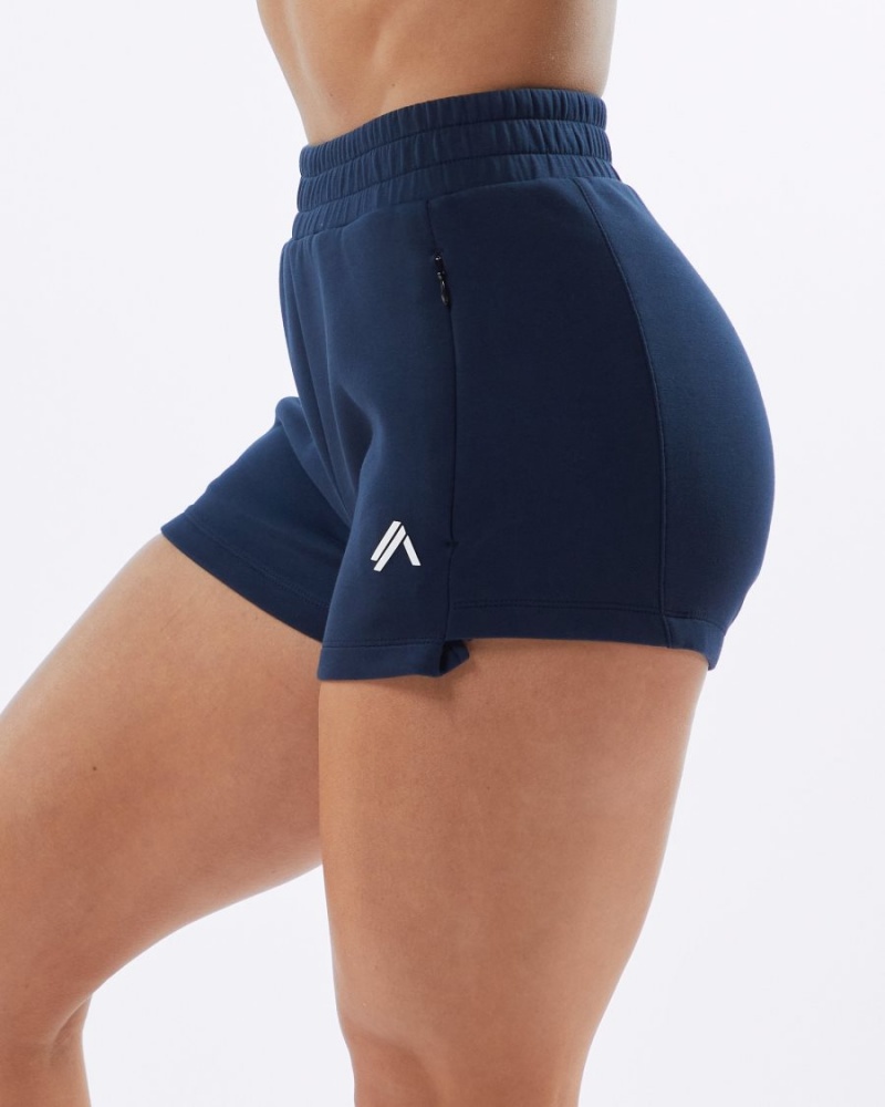 Women's Alphalete ELMTS Athletic Short 3.5" Shorts Navy | 2406-CMUPK