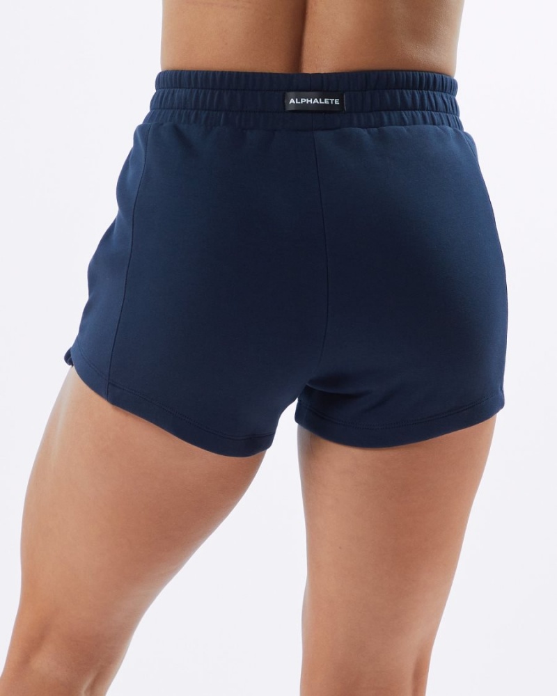 Women's Alphalete ELMTS Athletic Short 3.5" Shorts Navy | 2406-CMUPK