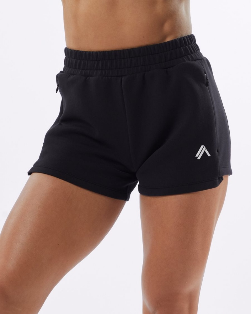 Women\'s Alphalete ELMTS Athletic Short 3.5" Shorts Black | 5429-OIHRM