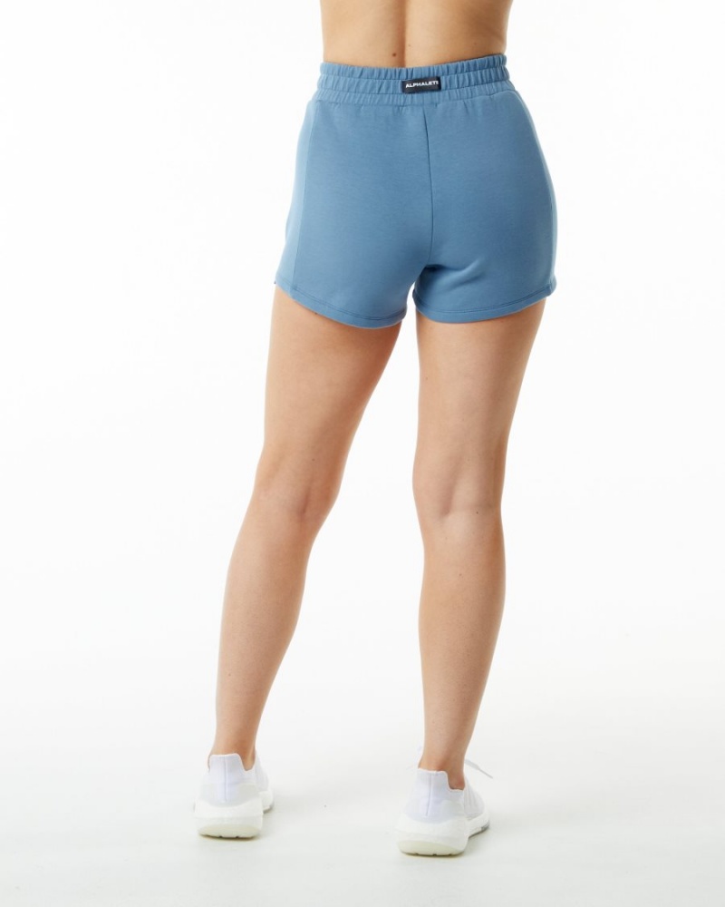 Women's Alphalete ELMTS Athletic Short 3.5" Shorts Fog Blue | 0629-KDAJP