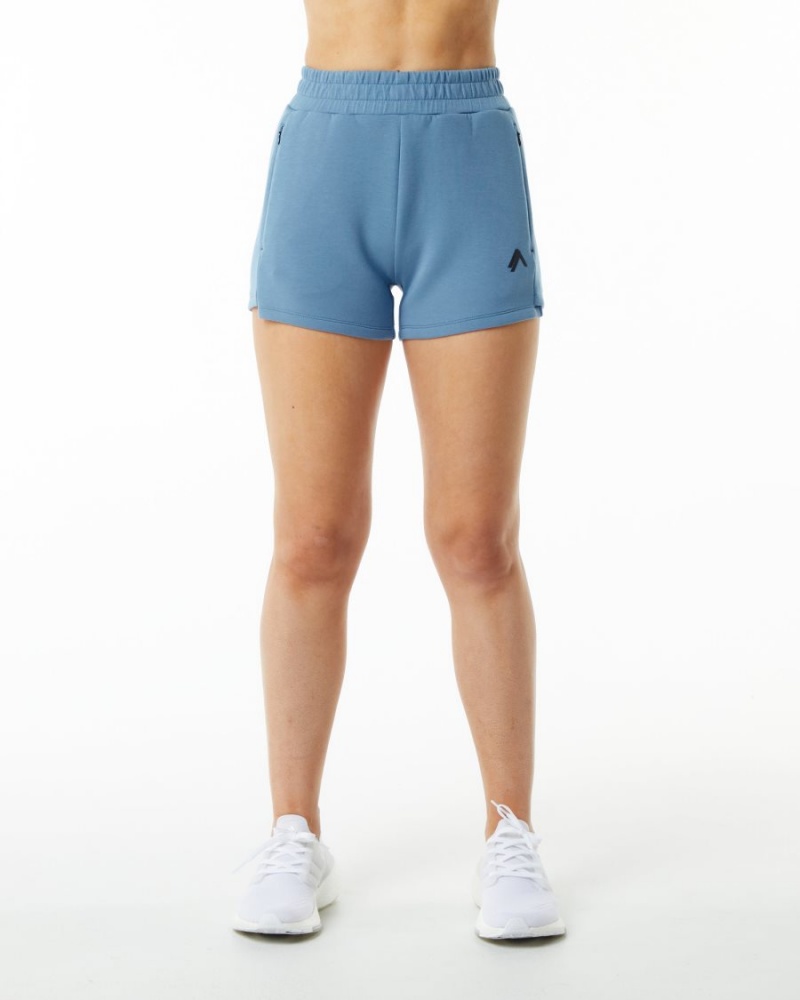 Women's Alphalete ELMTS Athletic Short 3.5" Shorts Fog Blue | 0629-KDAJP