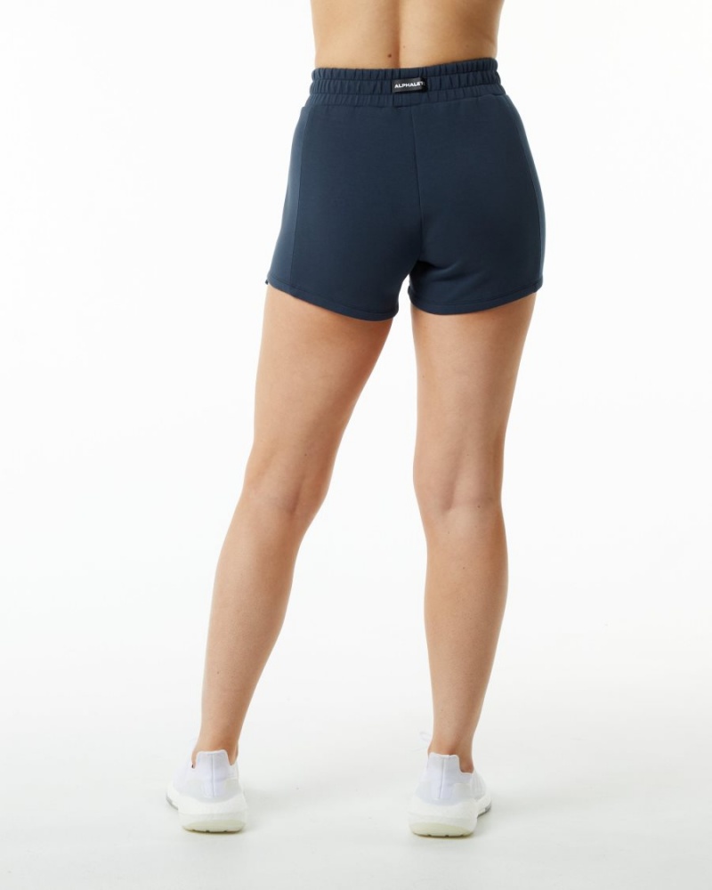 Women's Alphalete ELMTS Athletic Short 3.5" Shorts Harbor Navy | 5174-JFPUT