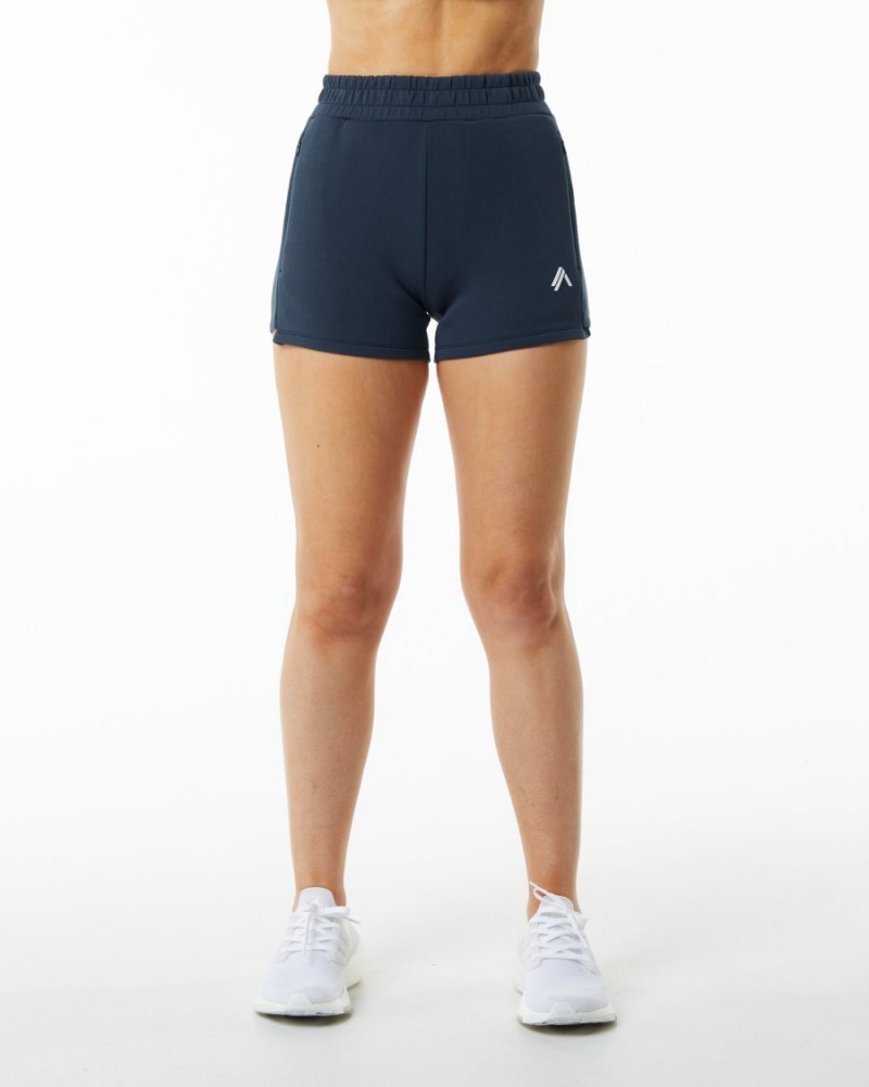 Women's Alphalete ELMTS Athletic Short 3.5" Shorts Harbor Navy | 5174-JFPUT