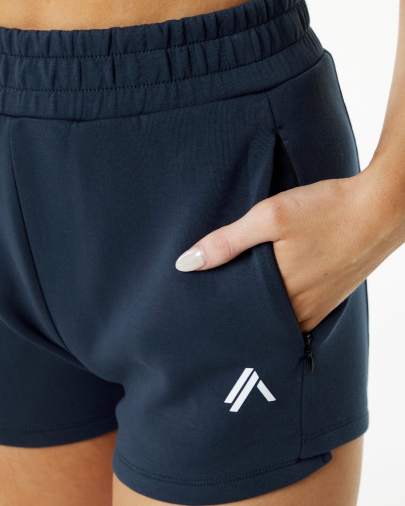 Women's Alphalete ELMTS Athletic Short 3.5" Shorts Harbor Navy | 5174-JFPUT