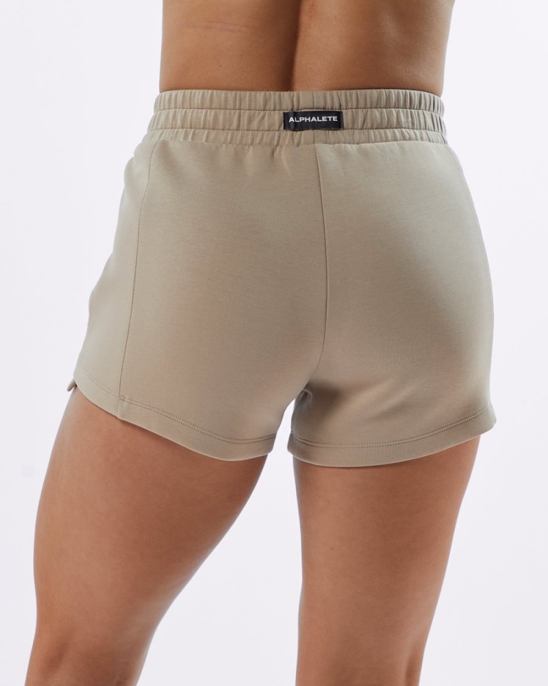 Women's Alphalete ELMTS Athletic Short 3.5" Shorts Tan | 3896-OEWJC