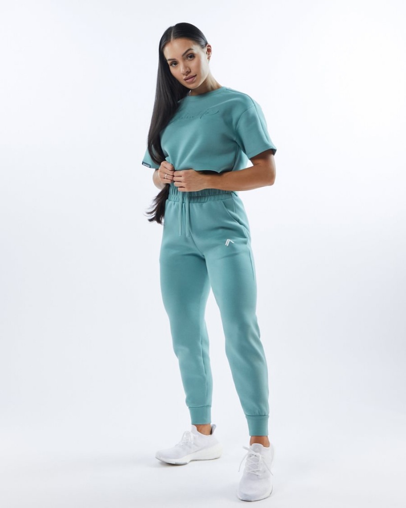 Women's Alphalete ELMTS Cuffed Jogger Jogger Teal | 5127-YPZUN