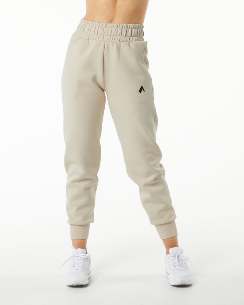 Women's Alphalete ELMTS Cuffed Jogger Jogger Vanilla | 3289-GLQNM