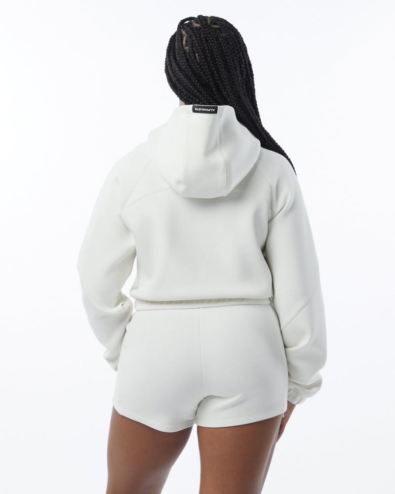 Women's Alphalete ELMTS Full-Zip Crop Jacket Jackets Cream | 9706-UDOFQ