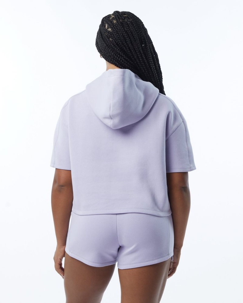 Women's Alphalete ELMTS Half Sleeve Hoodie Hoodie Lilac | 6548-DNKGO