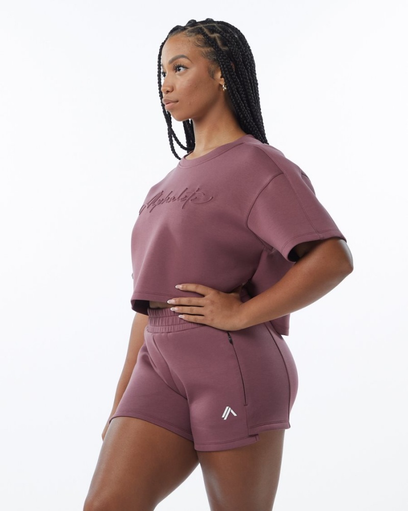 Women's Alphalete ELMTS Half Sleeve Pullover Jackets Mauve | 7835-CXTHO