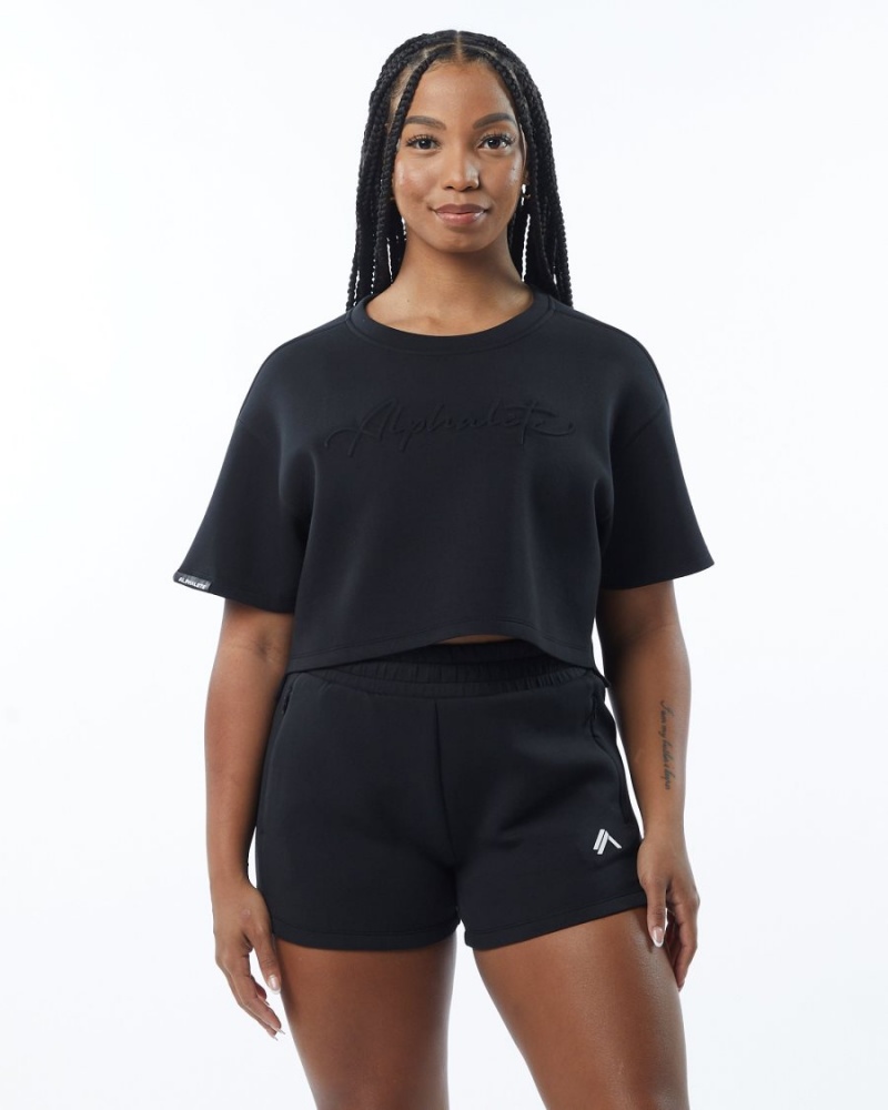 Women's Alphalete ELMTS Half Sleeve Pullover Jackets Black | 4206-POUSH