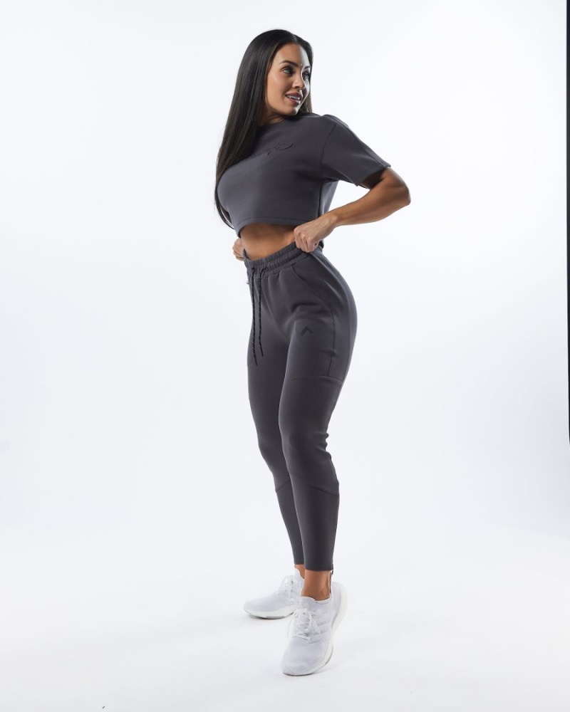 Women's Alphalete ELMTS Zip Jogger Jogger Charcoal | 8601-AQDXF