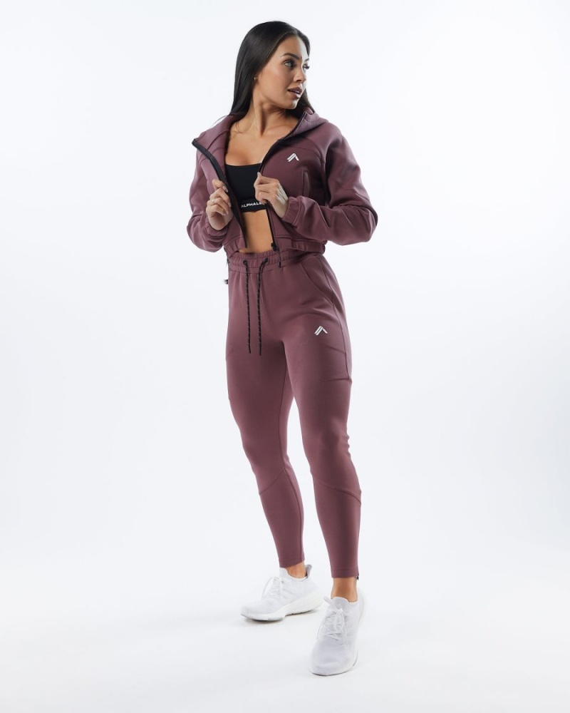 Women's Alphalete ELMTS Zip Jogger Jogger Mauve | 1409-KYFZN