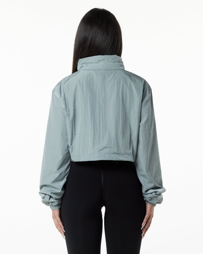 Women's Alphalete Endure Crop Jacket Jackets Steel Blue | 9640-JNQHM