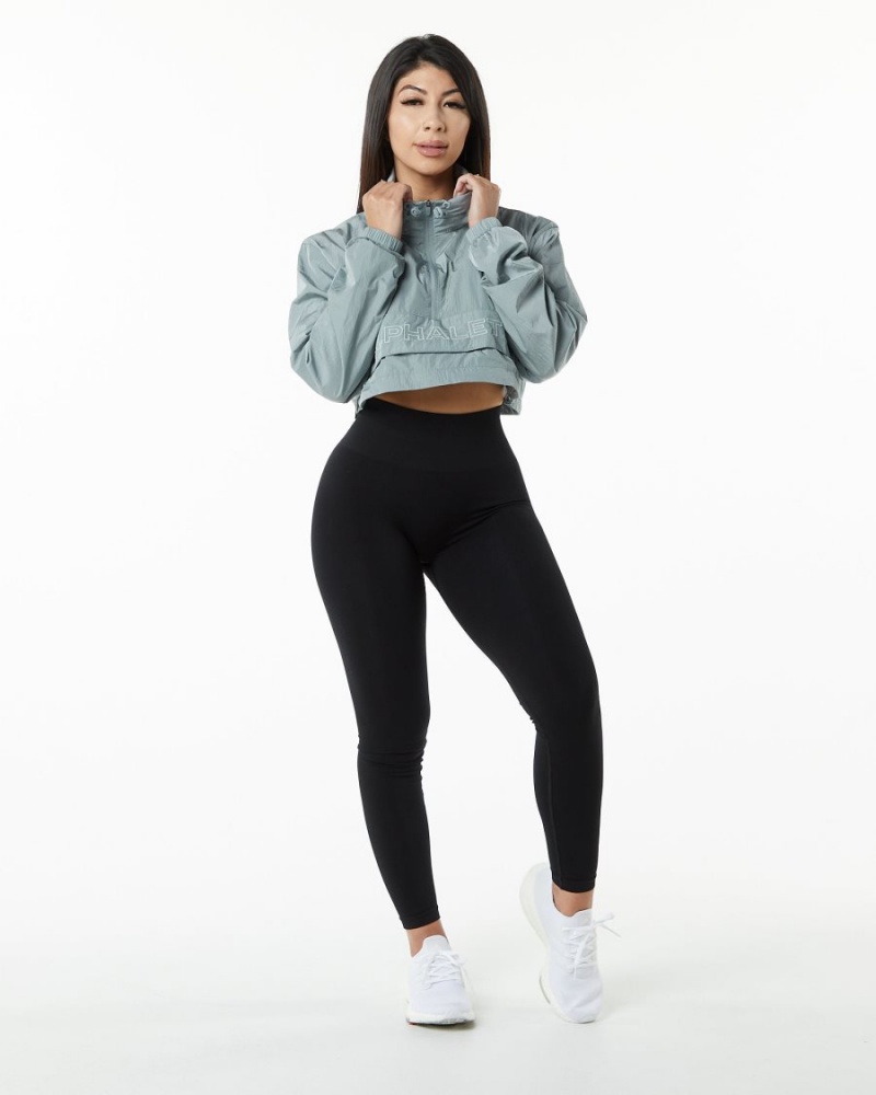 Women's Alphalete Endure Crop Jacket Jackets Steel Blue | 9640-JNQHM