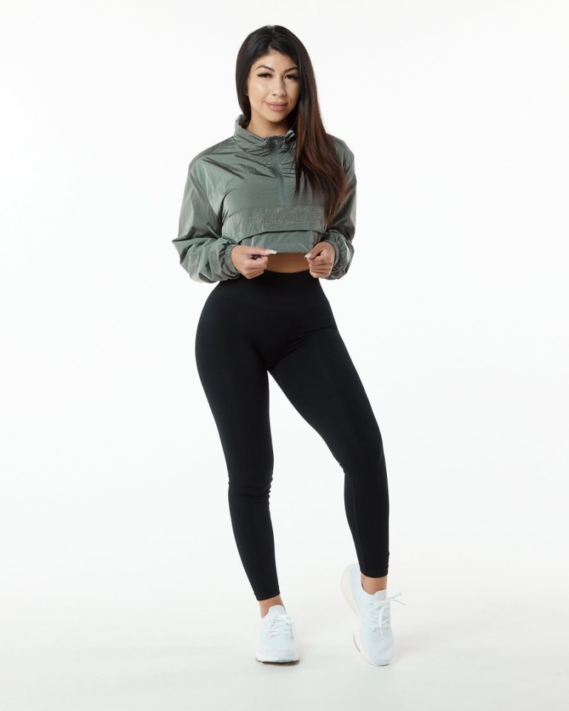 Women's Alphalete Endure Crop Jacket Jackets Charcoal | 5037-ZNDAC