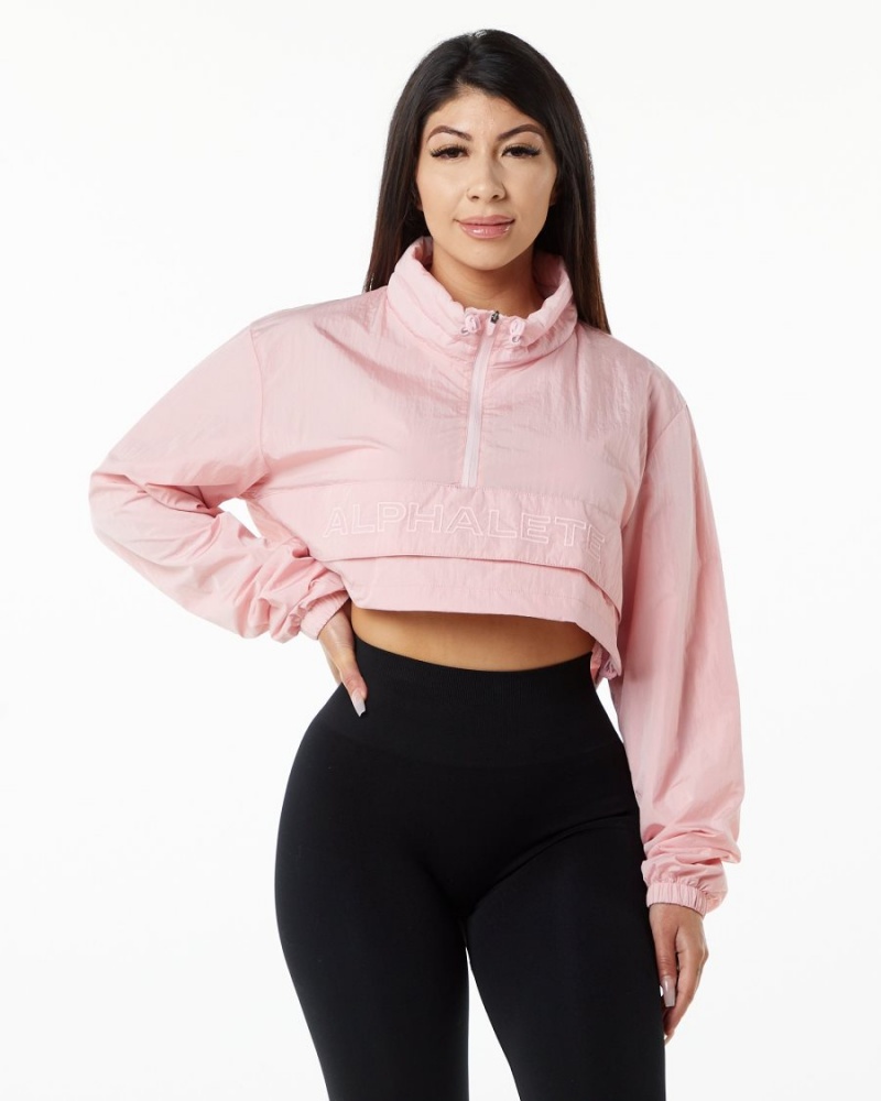 Women's Alphalete Endure Crop Jacket Jackets Mauve | 2438-NZXMF