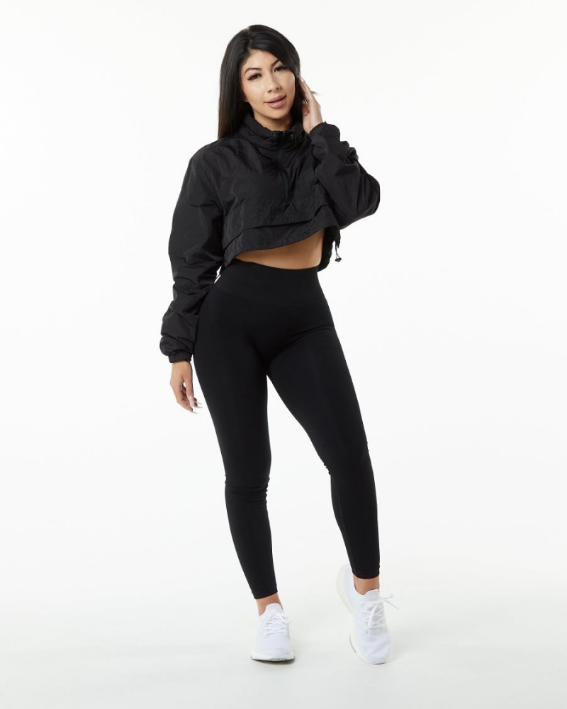 Women's Alphalete Endure Crop Jacket Jackets Black | 1703-AKCUZ