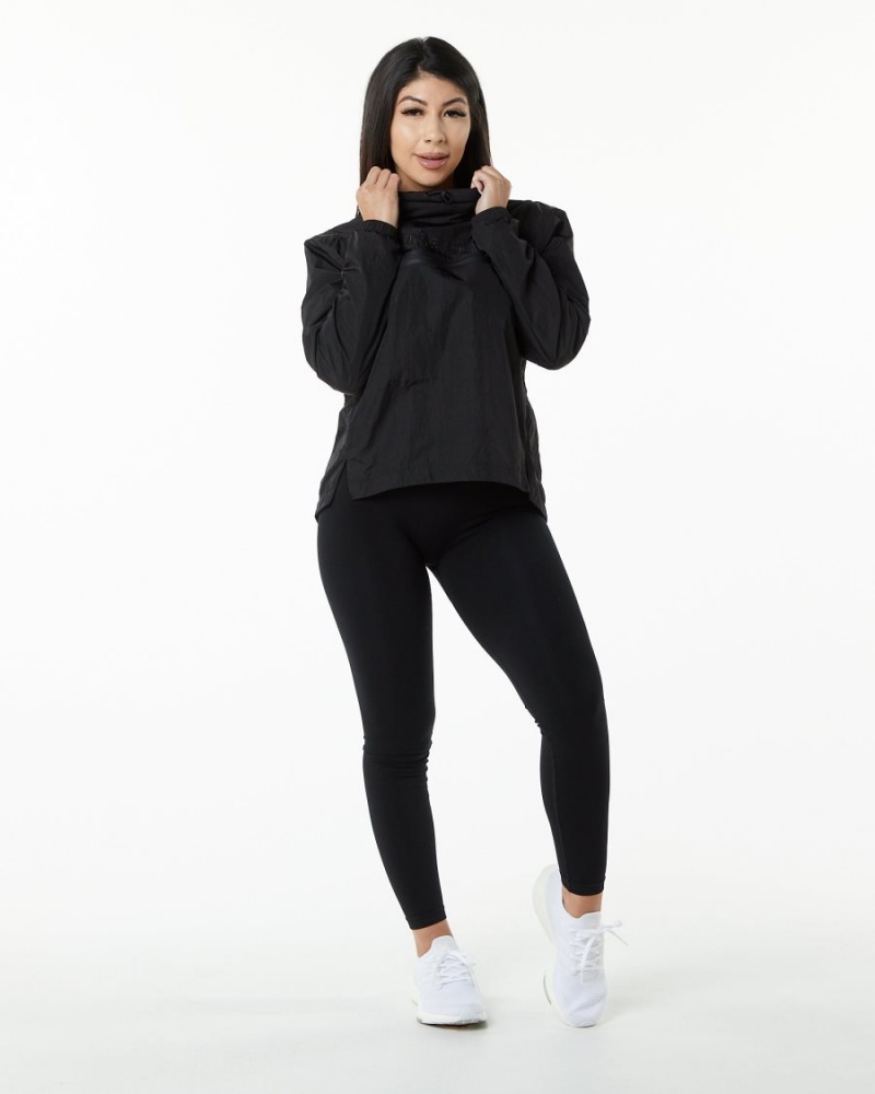 Women's Alphalete Endure Pullover Jackets Black | 5847-WVTPJ