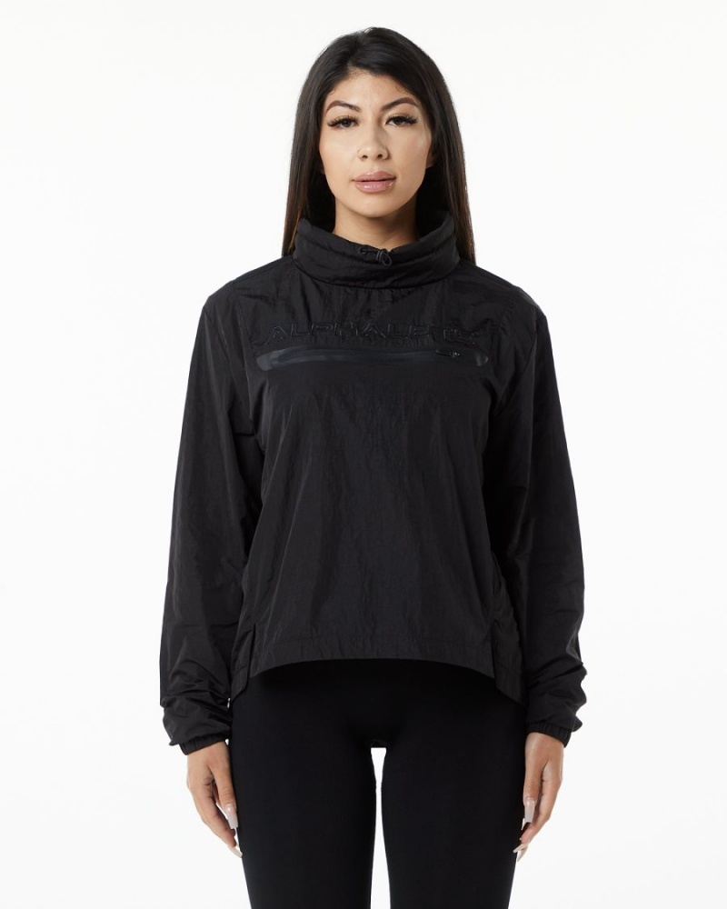 Women\'s Alphalete Endure Pullover Jackets Black | 5847-WVTPJ