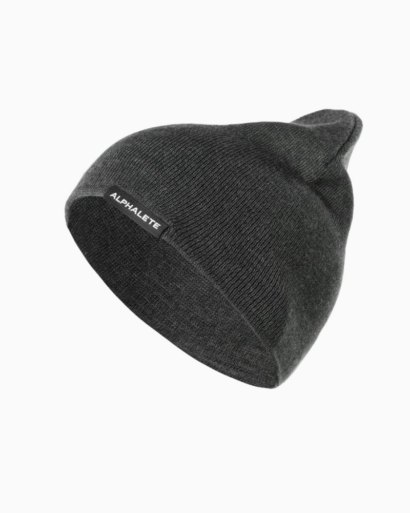 Women\'s Alphalete Essential Beanie Accessories Charcoal | 1396-QFIJA