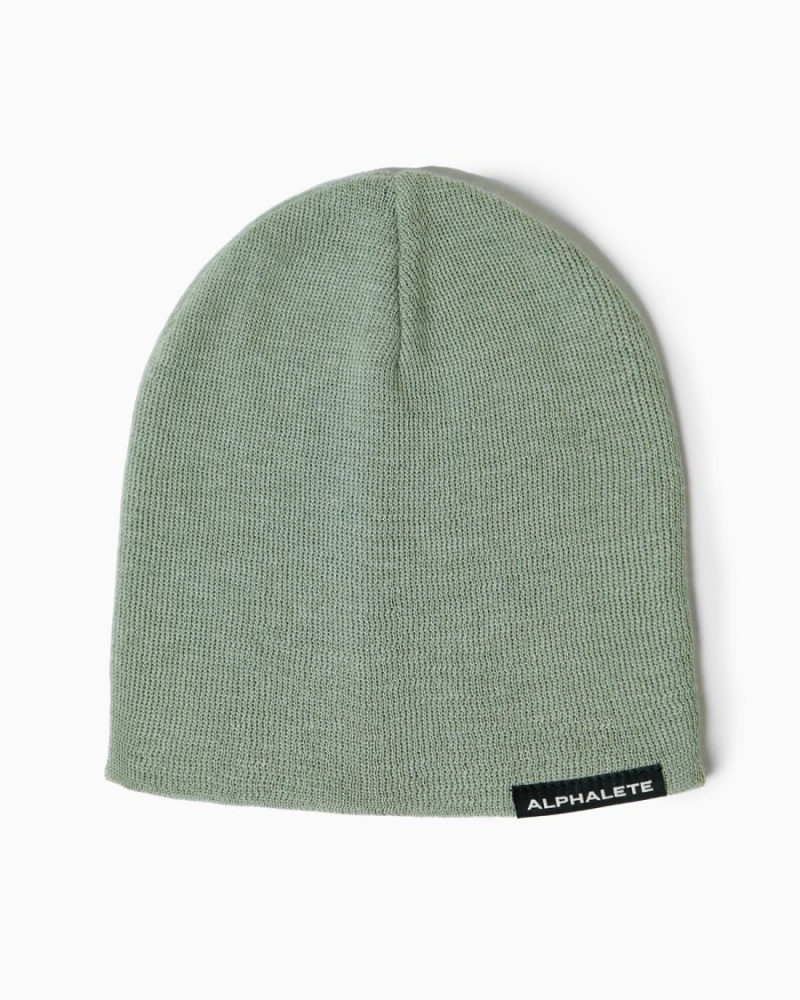 Women's Alphalete Essential Beanie Accessories Sage | 8617-QUFES