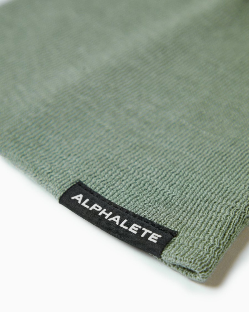 Women's Alphalete Essential Beanie Accessories Sage | 8617-QUFES