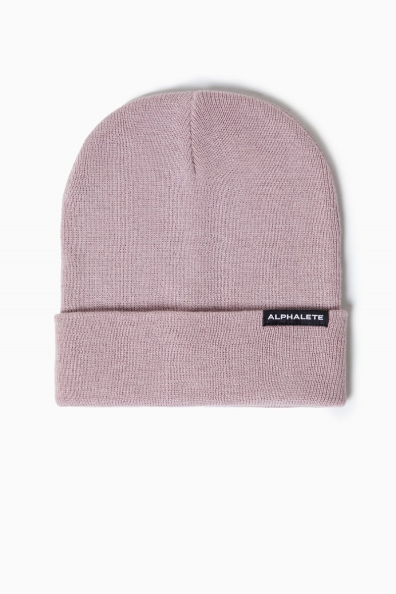 Women's Alphalete Essential Foldover Beanie Accessories Purple Dove | 9734-RJMEQ