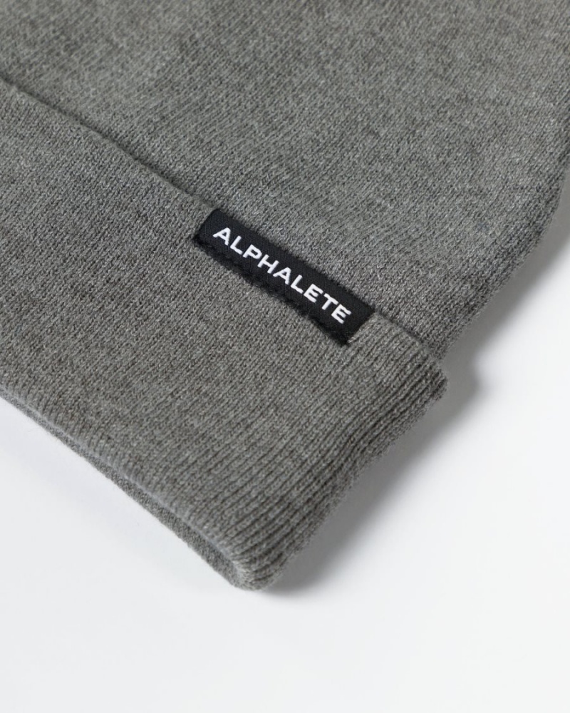 Women's Alphalete Essential Foldover Beanie Accessories Medium Grey | 3197-IVBJG