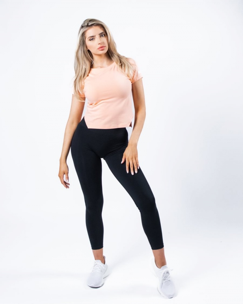 Women's Alphalete Evo Crop Shirts Cheeky Coral | 8042-HENZK