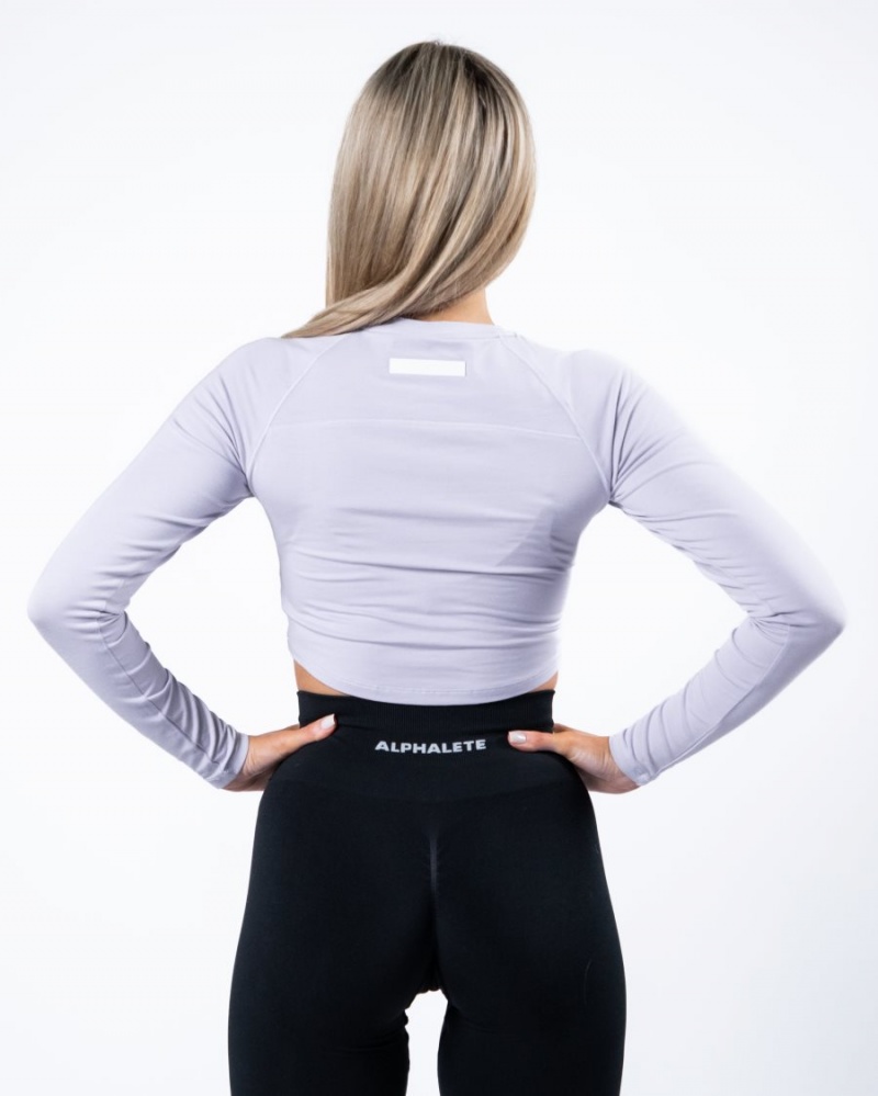 Women's Alphalete Evo Long Sleeve Crop Long Sleeve Lilac Haze | 8672-TWESI