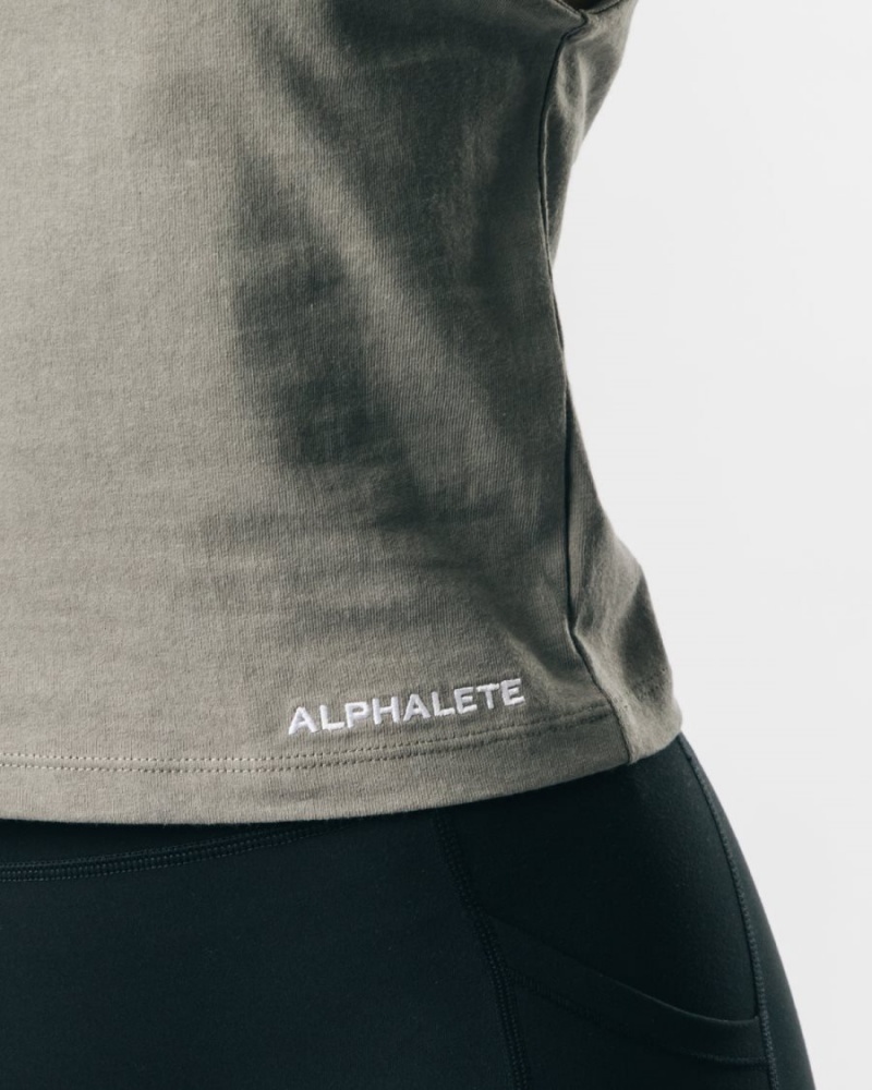 Women's Alphalete Heavy Cotton Cutoff Tank Top Concrete | 8742-UAIRC