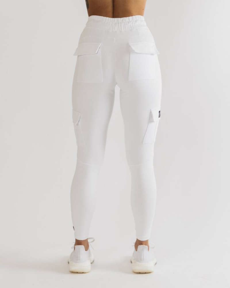 Women's Alphalete Identity Cargo Jogger White | 2576-JBICT