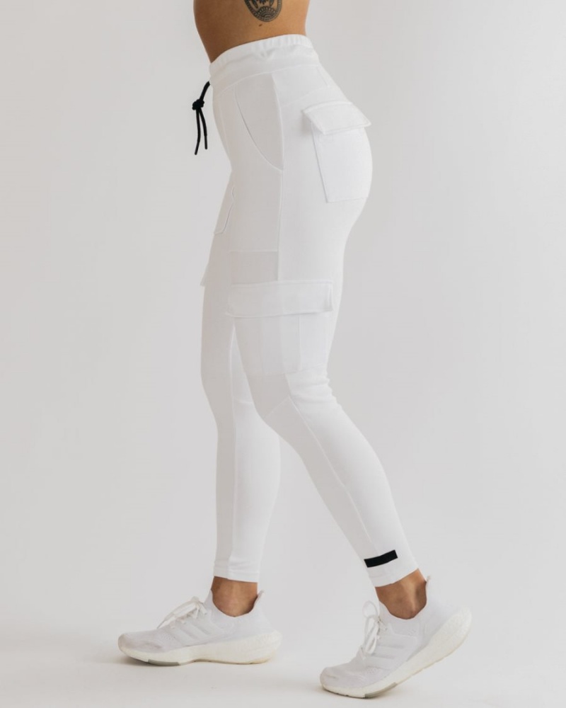 Women's Alphalete Identity Cargo Jogger White | 2576-JBICT