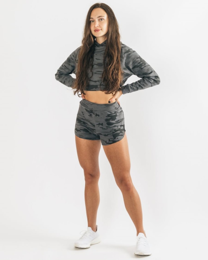 Women's Alphalete Identity Cozy Short Shorts Phantom Camo | 2975-LDXMH