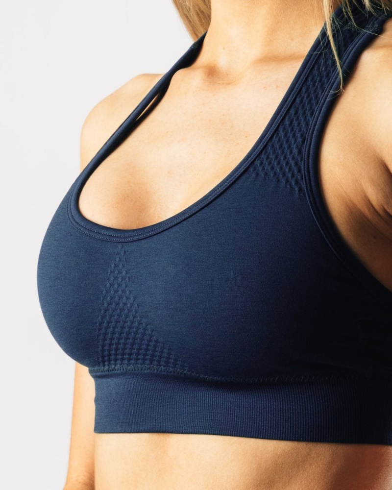 Women's Alphalete Impact Bra Sports Bra Tuxedo Blue | 2164-DUJZY