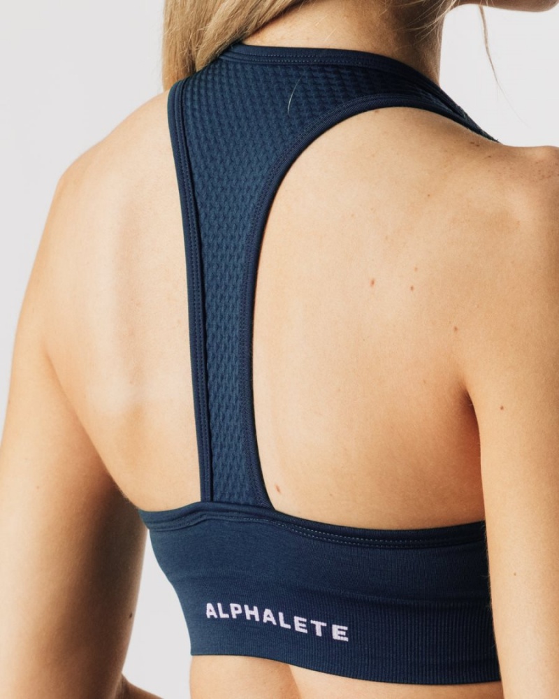 Women's Alphalete Impact Bra Sports Bra Tuxedo Blue | 2164-DUJZY