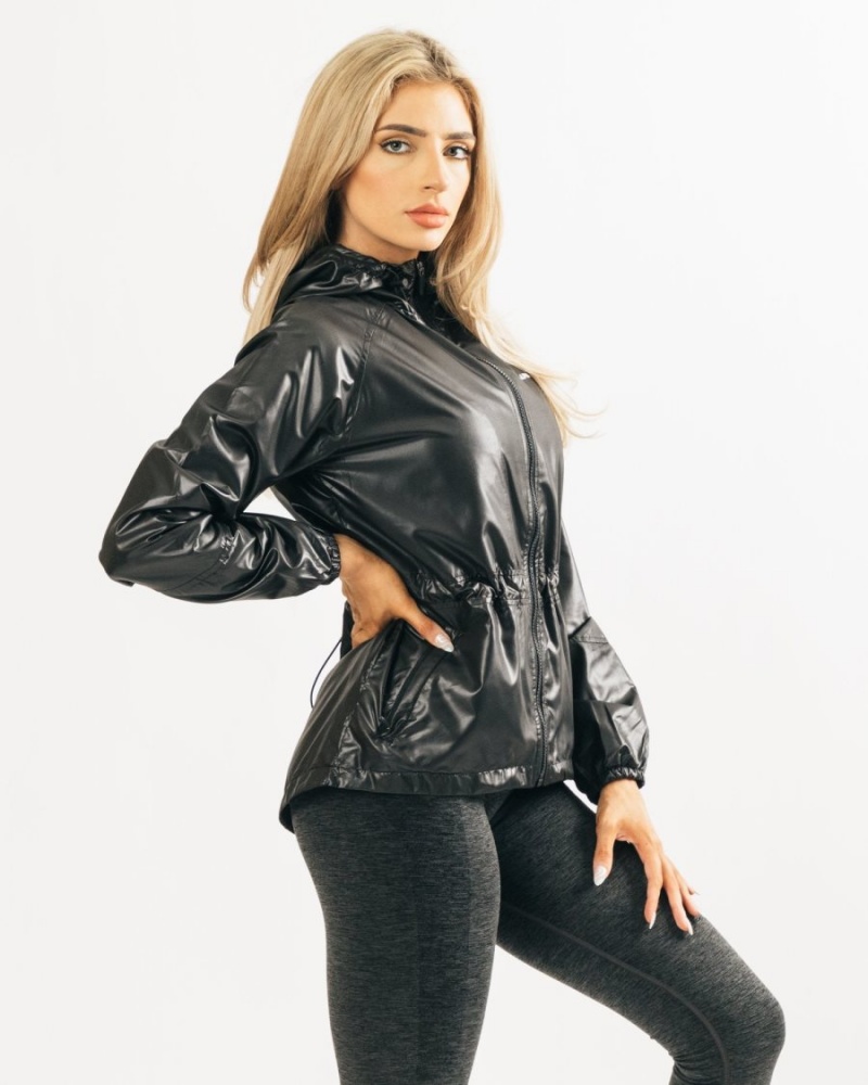 Women's Alphalete Infinity Explorer Jacket Jackets Black | 8265-BZEMQ