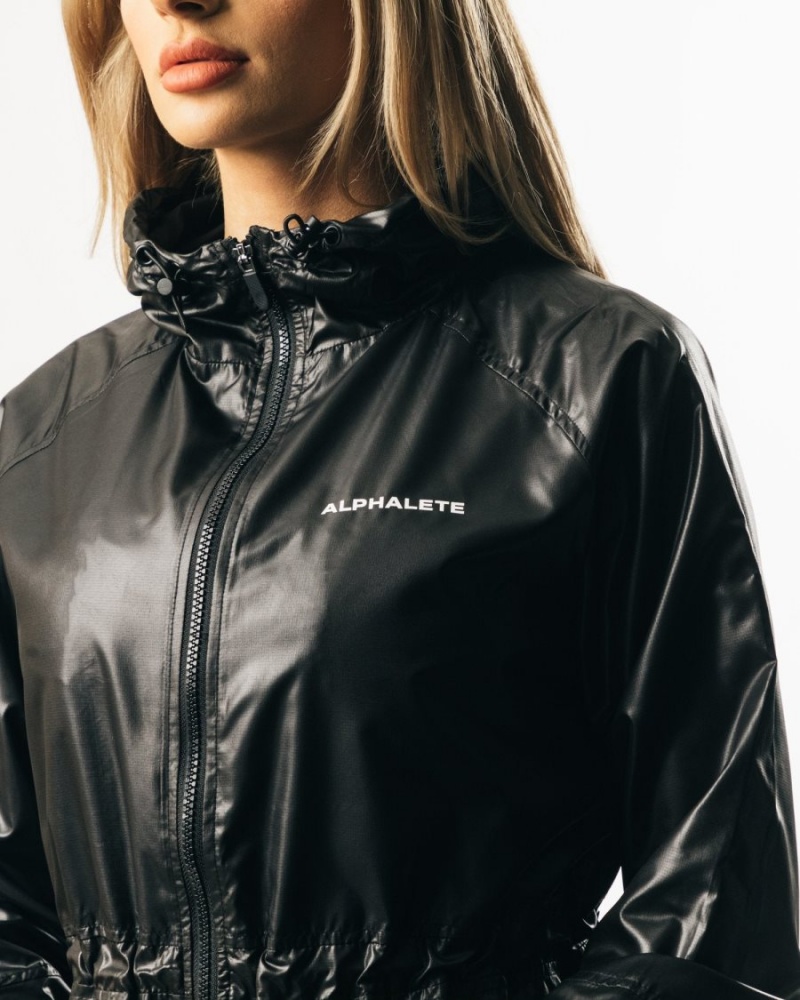 Women's Alphalete Infinity Explorer Jacket Jackets Black | 8265-BZEMQ