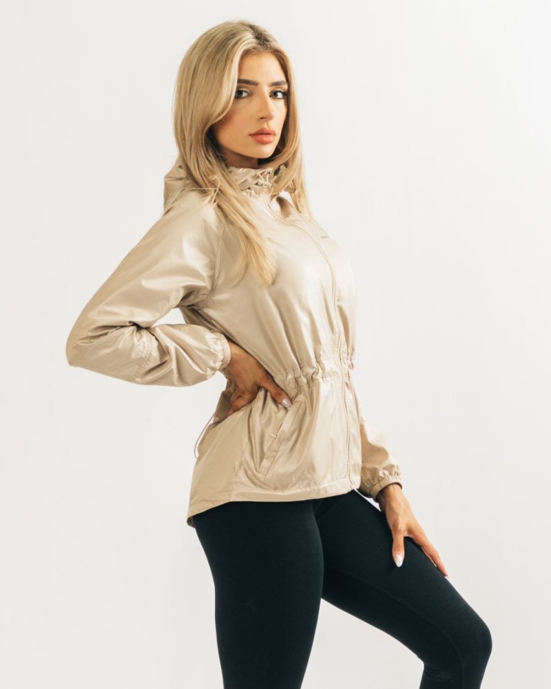 Women's Alphalete Infinity Explorer Jacket Jackets Tan | 8374-RVFGA