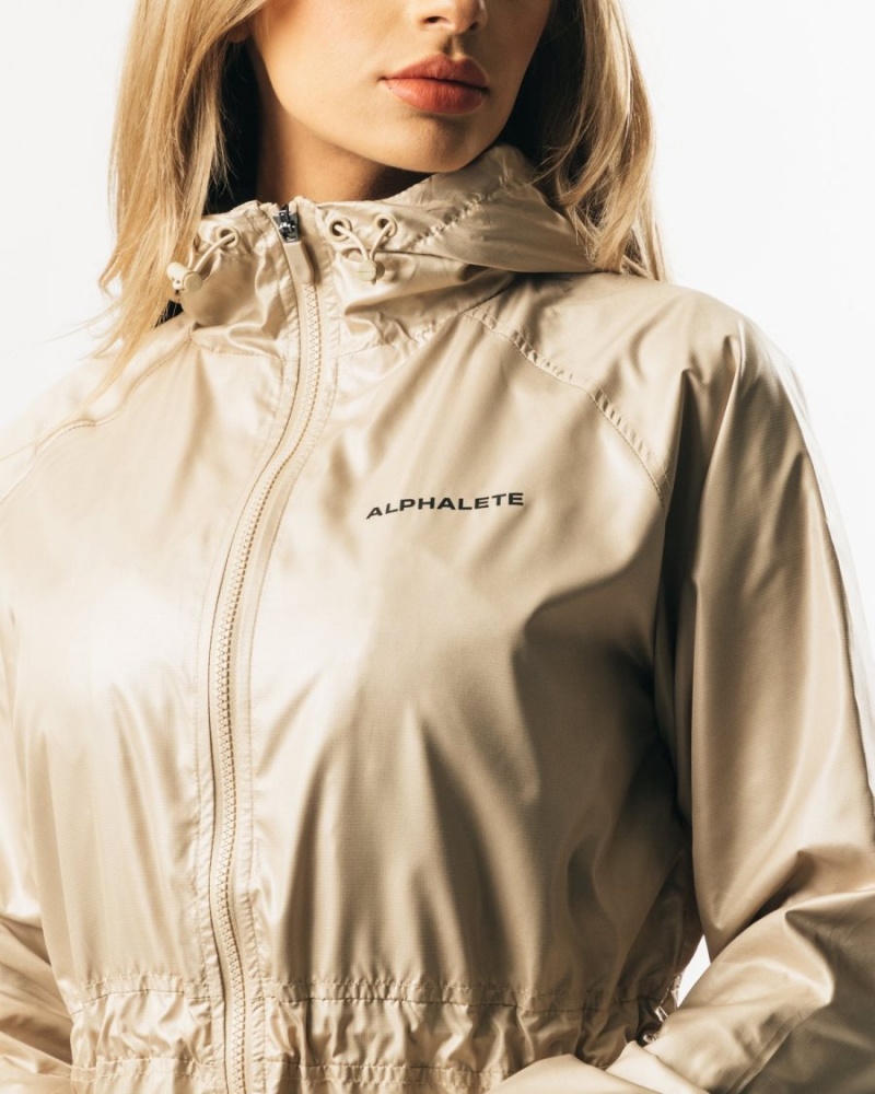 Women's Alphalete Infinity Explorer Jacket Jackets Tan | 8374-RVFGA