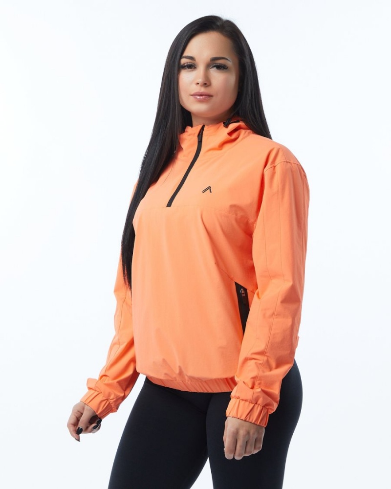 Women's Alphalete Infinity Tech Jacket Jackets Electric Peach | 5301-GWOKN