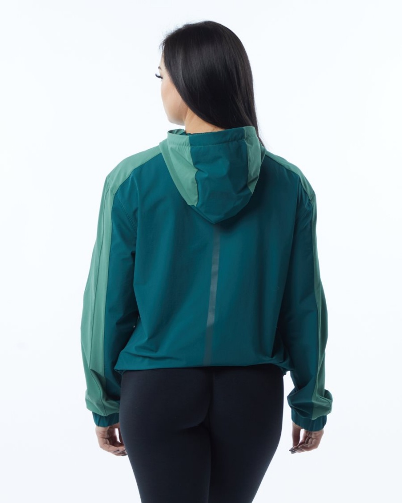 Women's Alphalete Infinity Tech Jacket Jackets Luxury Green | 9173-WFVGI