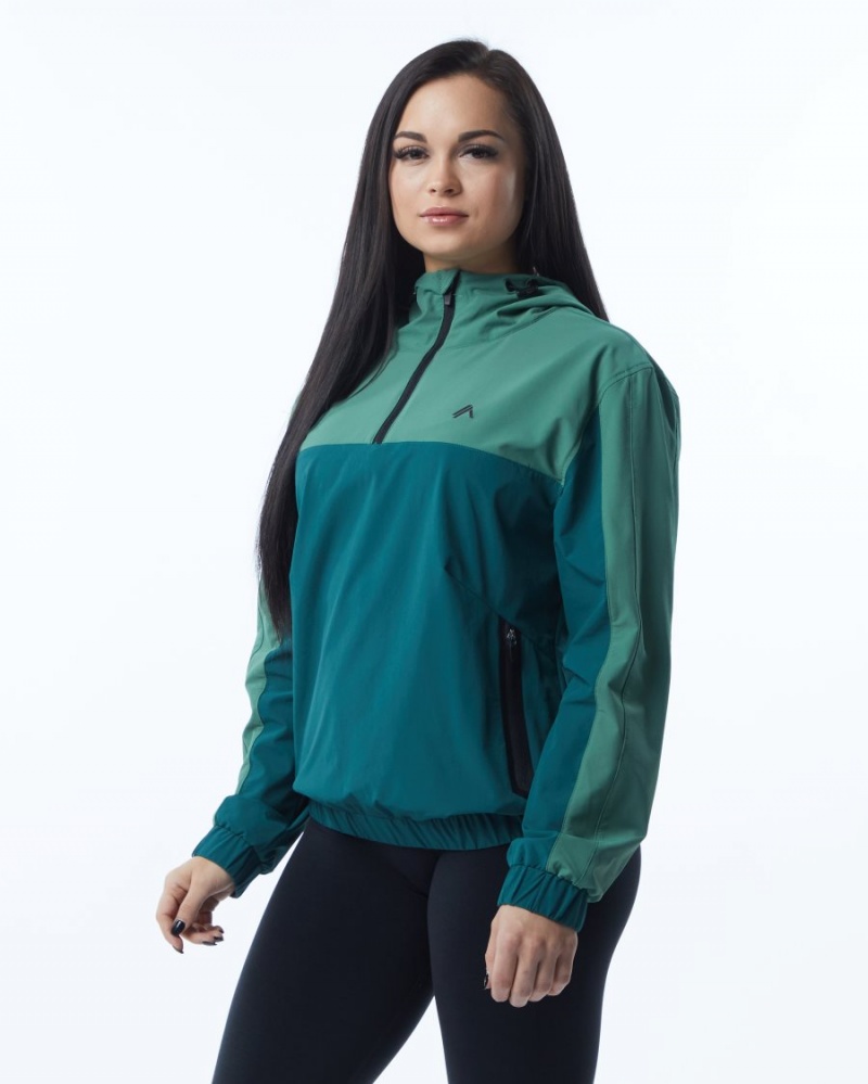 Women's Alphalete Infinity Tech Jacket Jackets Luxury Green | 9173-WFVGI