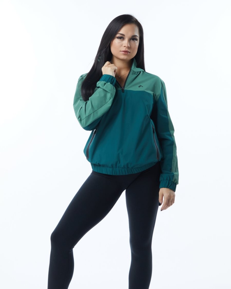 Women's Alphalete Infinity Tech Jacket Jackets Luxury Green | 9173-WFVGI